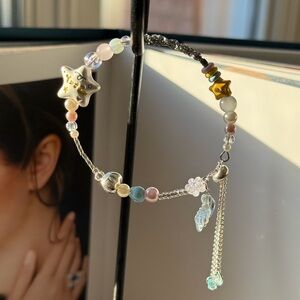 Handmade Silver Alloy Star&Cat Paw Bracelet